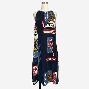 Vintage 90s Benjamin A. NWT Deadstock navy tropical sleeveless dress beachy XL